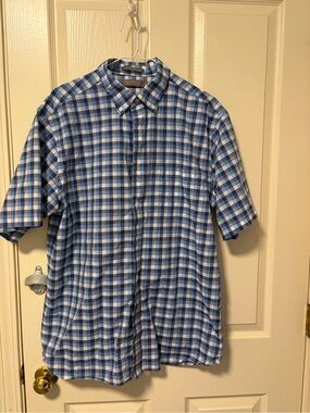 Daniel‎ Cremieux Blue and White Plaid Short-Sleeve Button-Down